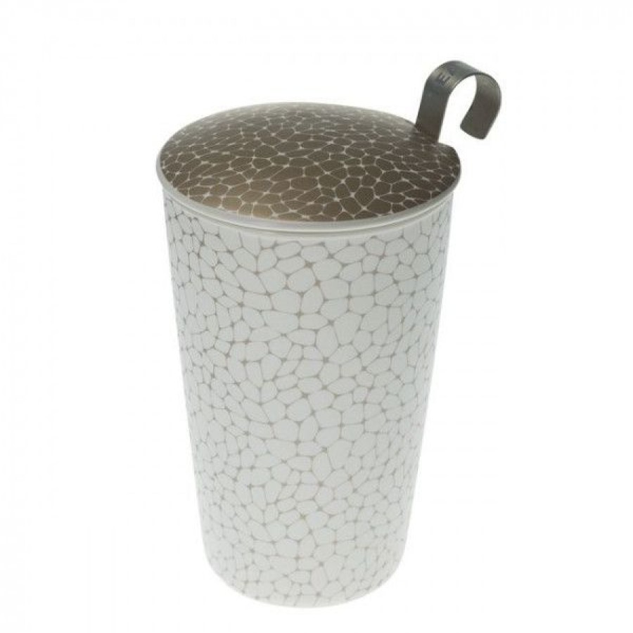 Objets & Cadeaux Compagnie Anglaise des Th茅s | Tisani Re Silver Blanche - Tasse, Filtre Et Couvercle - 35 Cl