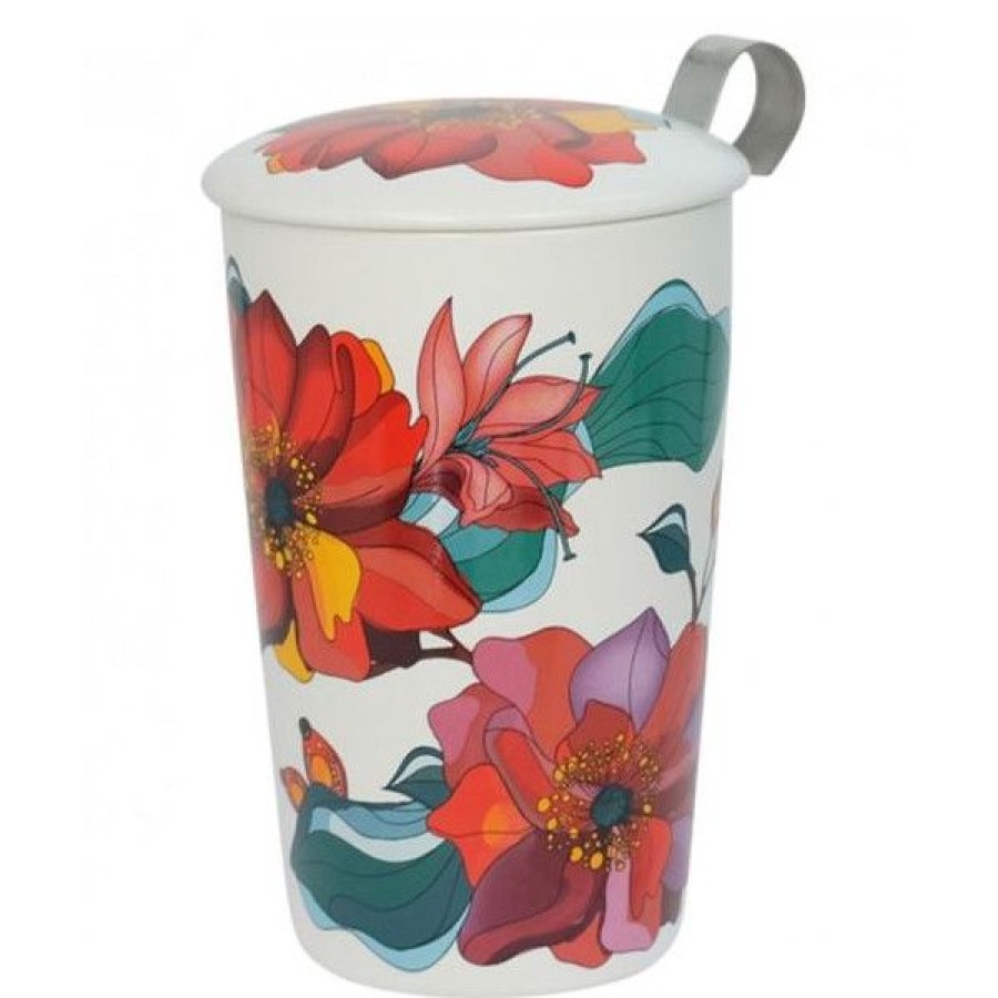 Objets & Cadeaux Compagnie Anglaise des Th茅s | Tisani Re Flowers - Tasse, Filtre Et Couvercle - 35 Cl