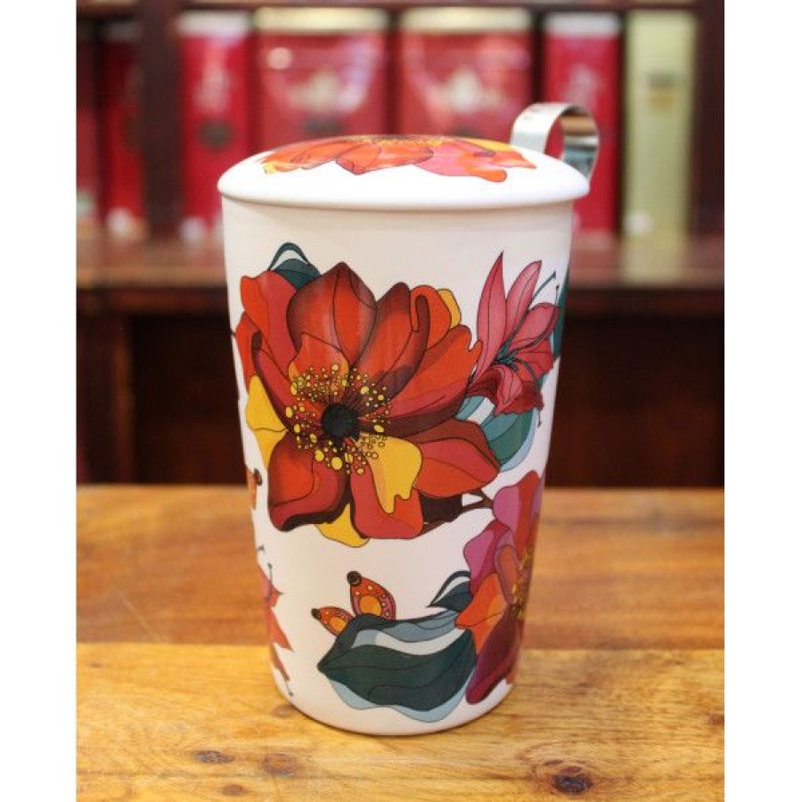 Objets & Cadeaux Compagnie Anglaise des Th茅s | Tisani Re Flowers - Tasse, Filtre Et Couvercle - 35 Cl