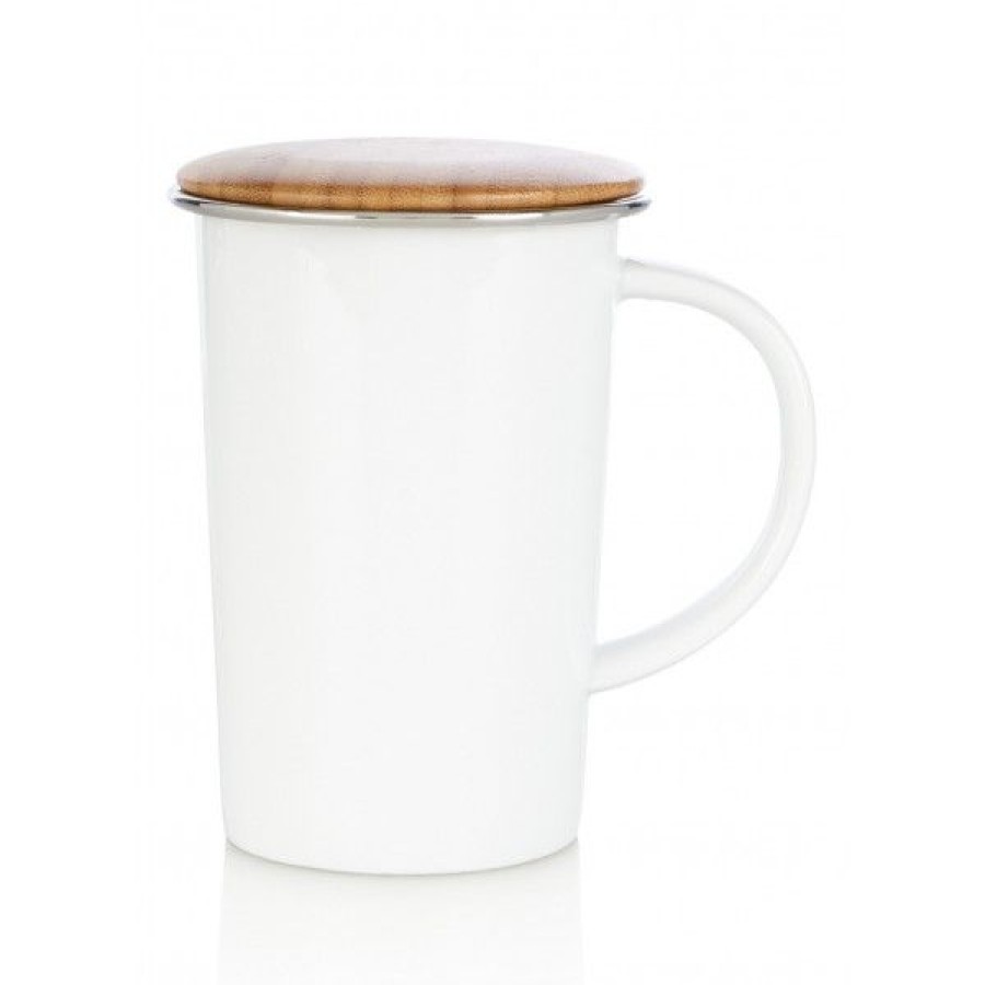 Objets & Cadeaux Compagnie Anglaise des Th茅s | Tisani Re Bambou Blanche - Tasse, Filtre Et Couvercle - 40 Cl