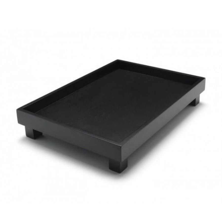 Objets & Cadeaux Compagnie Anglaise des Th茅s | Plateau Bambou Noir Avec Pieds - Longueur: 35Cm