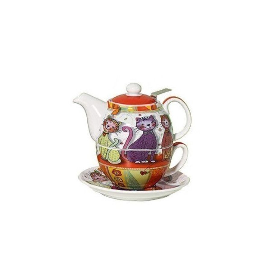 Objets & Cadeaux Compagnie Anglaise des Th茅s | Th I Re Solitaire 3 Chats - Solitaire Fa Ence - Contenance : 0,4L