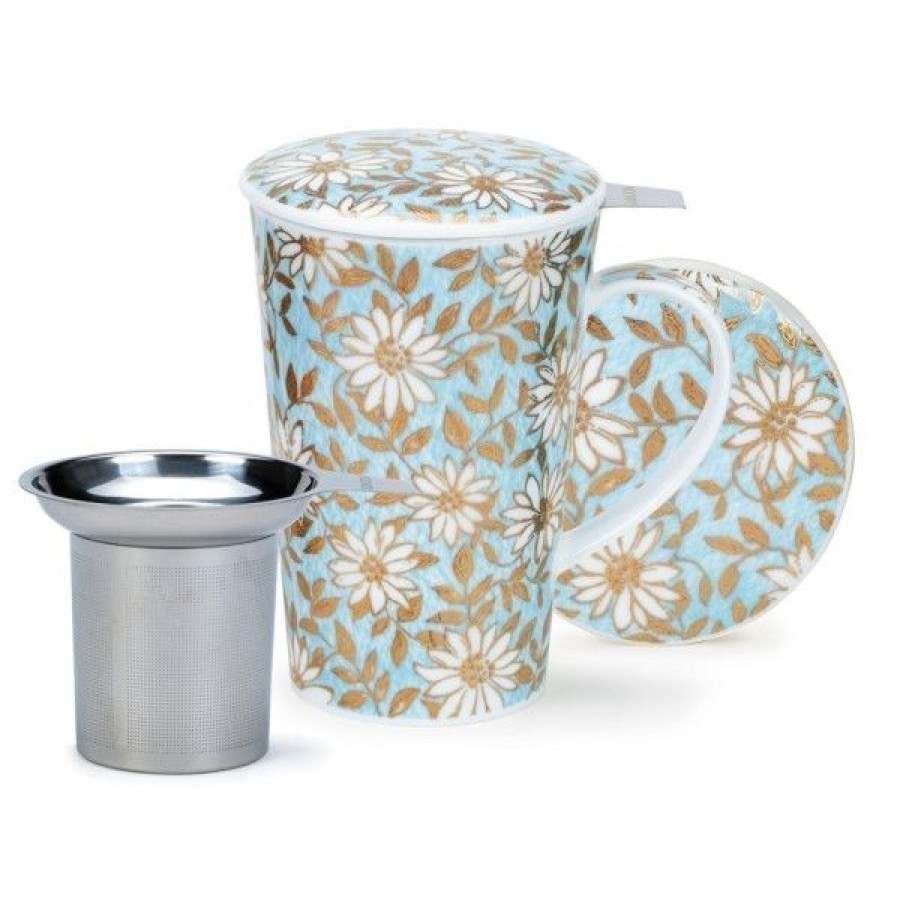 Objets & Cadeaux Compagnie Anglaise des Th茅s | Tisani Re Dunoon Fleurs - Tasse, Filtre Et Couvercle - 44Cl