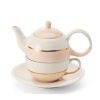 Objets & Cadeaux Compagnie Anglaise des Th茅s | Th I Re Solitaire Rose Pastel Et Or - Solitaire Fa Ence - Contenance : 0,40L