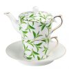 Objets & Cadeaux Compagnie Anglaise des Th茅s | Th I Re Solitaire Feuilles Vertes - Solitaire Porcelaine - Contenance : 0,25L