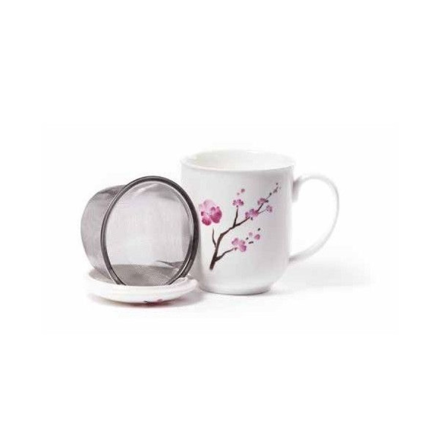 Objets & Cadeaux Compagnie Anglaise des Th茅s | Tisani Re Fleur De Cerisier En Porcelaine - Tasse, Filtre Et Couvercle - 38 Cl