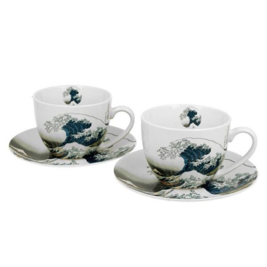 Objets & Cadeaux Compagnie Anglaise des Th茅s | Coffret Duo Mugs Et Soucoupes Fuji - Tasses Th - 28 Cl