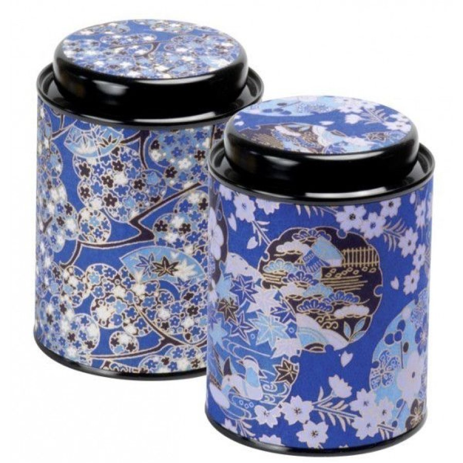 Objets & Cadeaux Compagnie Anglaise des Th茅s | Bo Te Japonaise Cylindrique Bleue - Contenance : 80 Grs - Vendue L'Unit