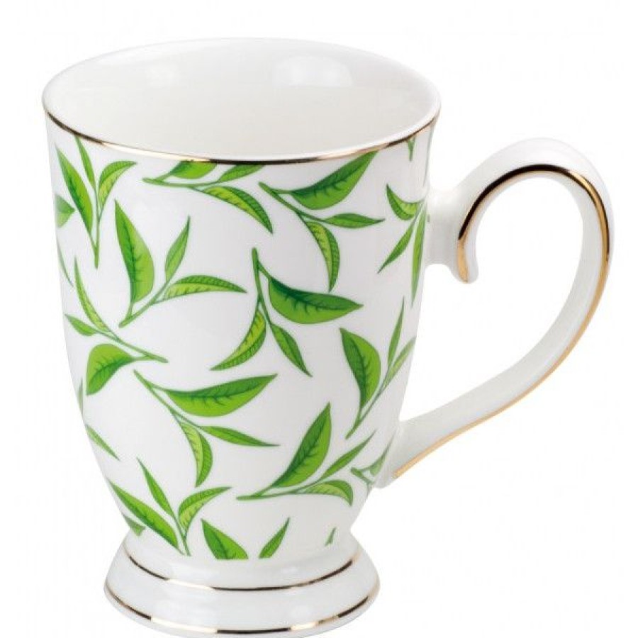 Objets & Cadeaux Compagnie Anglaise des Th茅s | Mug Dor Feuilles Vertes - Mug Porcelaine - Contenance : 0,2L