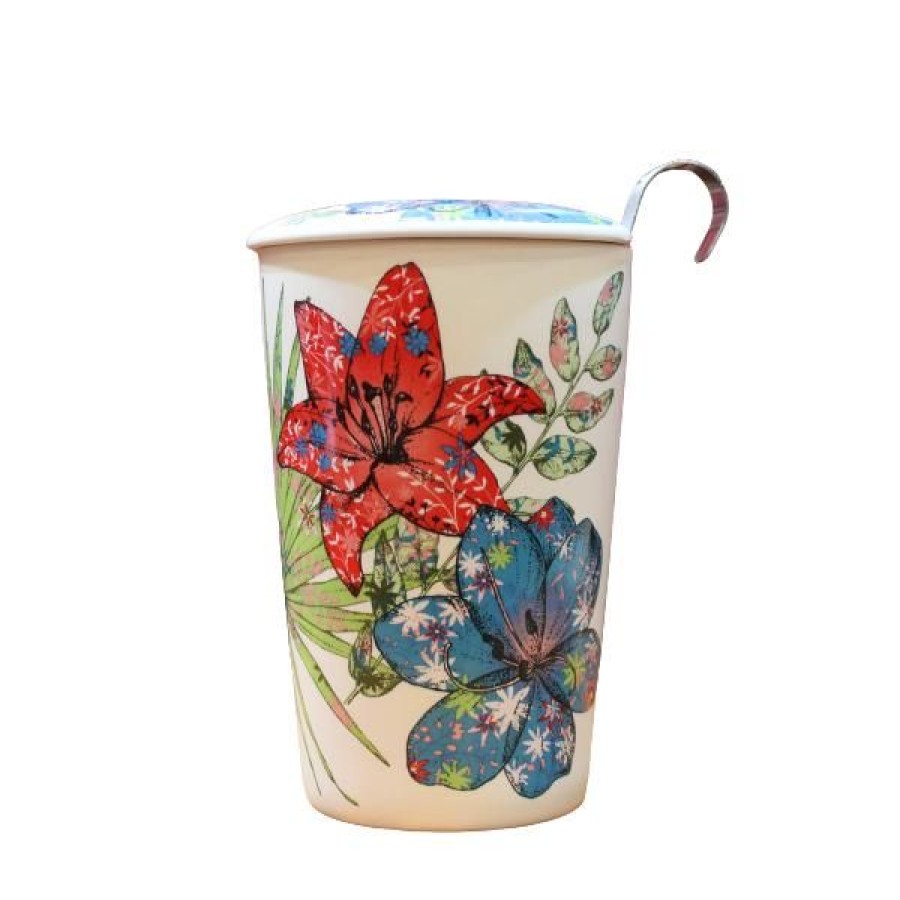 Objets & Cadeaux Compagnie Anglaise des Th茅s | Tisani Re Fleurs Exotiques - Tasse, Filtre Et Couvercle - 35 Cl