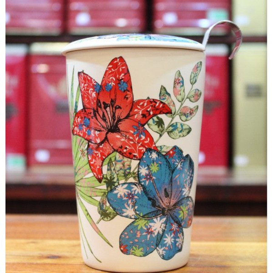 Objets & Cadeaux Compagnie Anglaise des Th茅s | Tisani Re Fleurs Exotiques - Tasse, Filtre Et Couvercle - 35 Cl