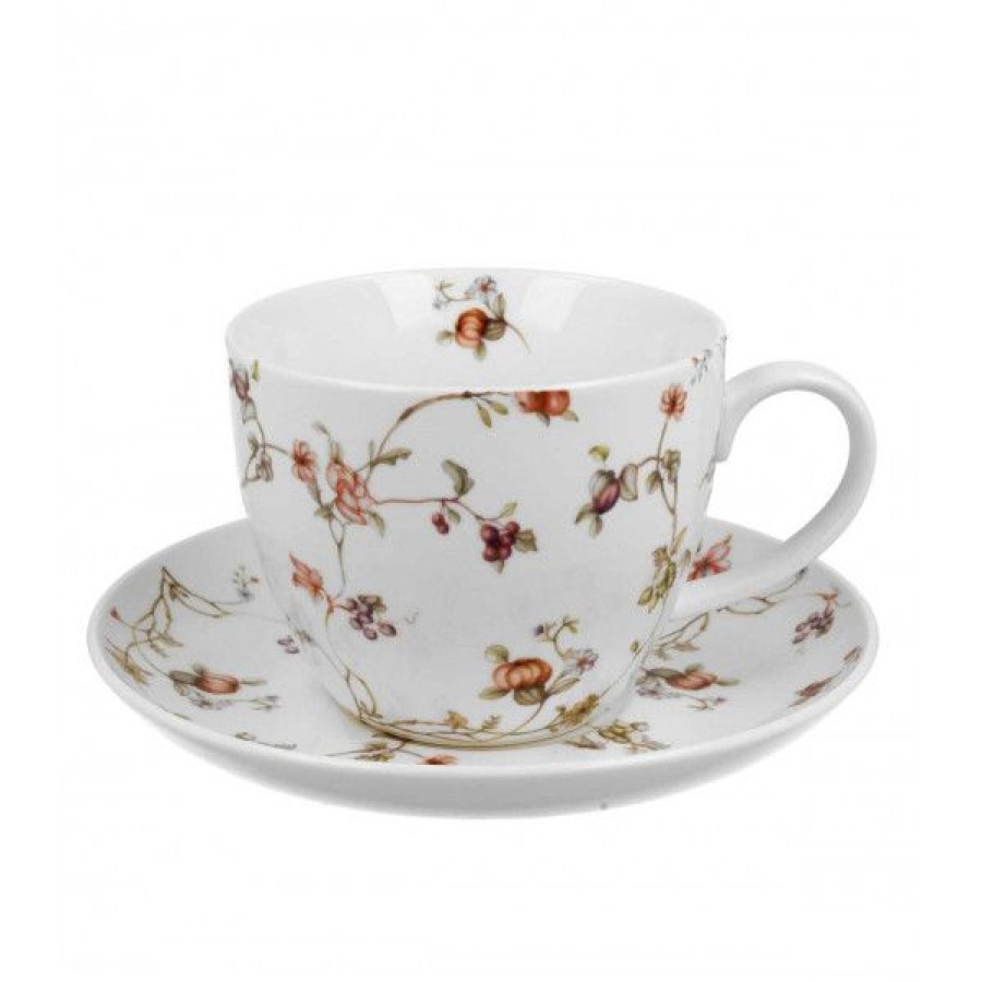 Objets & Cadeaux Compagnie Anglaise des Th茅s | Mug Et Soucoupe Fleurs - Tasse Th - 40 Cl