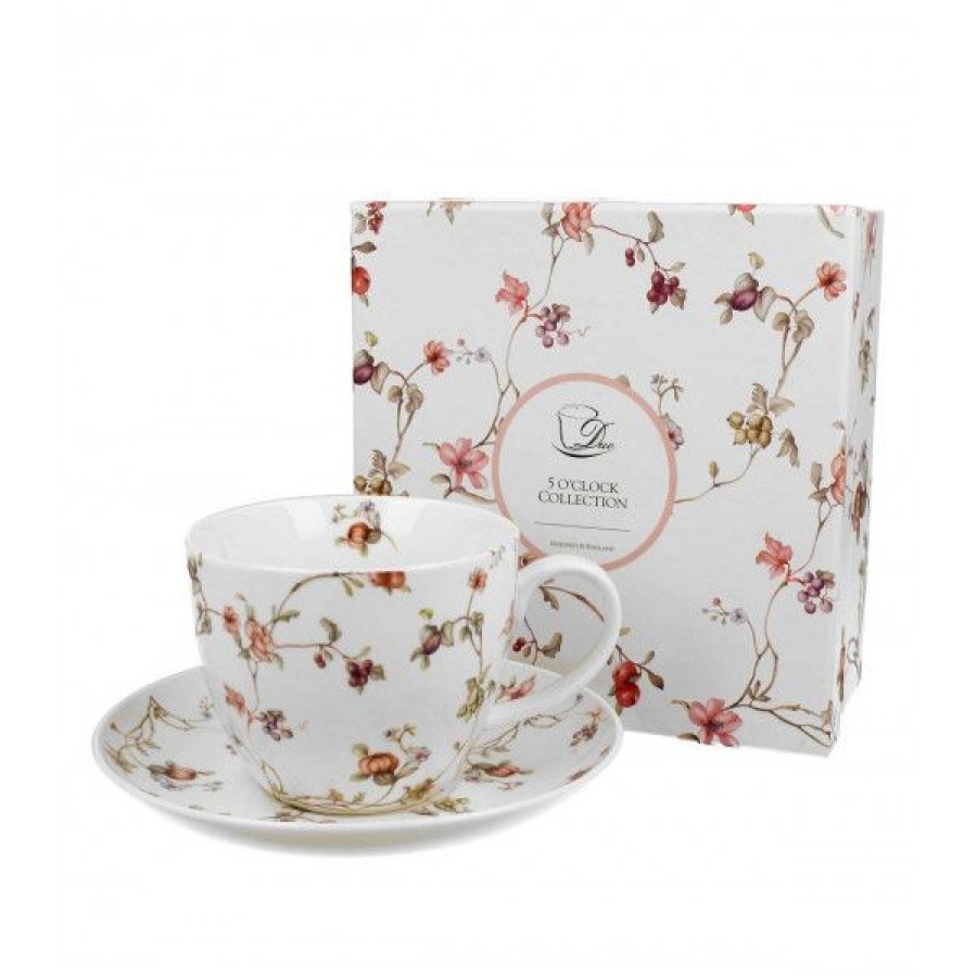 Objets & Cadeaux Compagnie Anglaise des Th茅s | Mug Et Soucoupe Fleurs - Tasse Th - 40 Cl