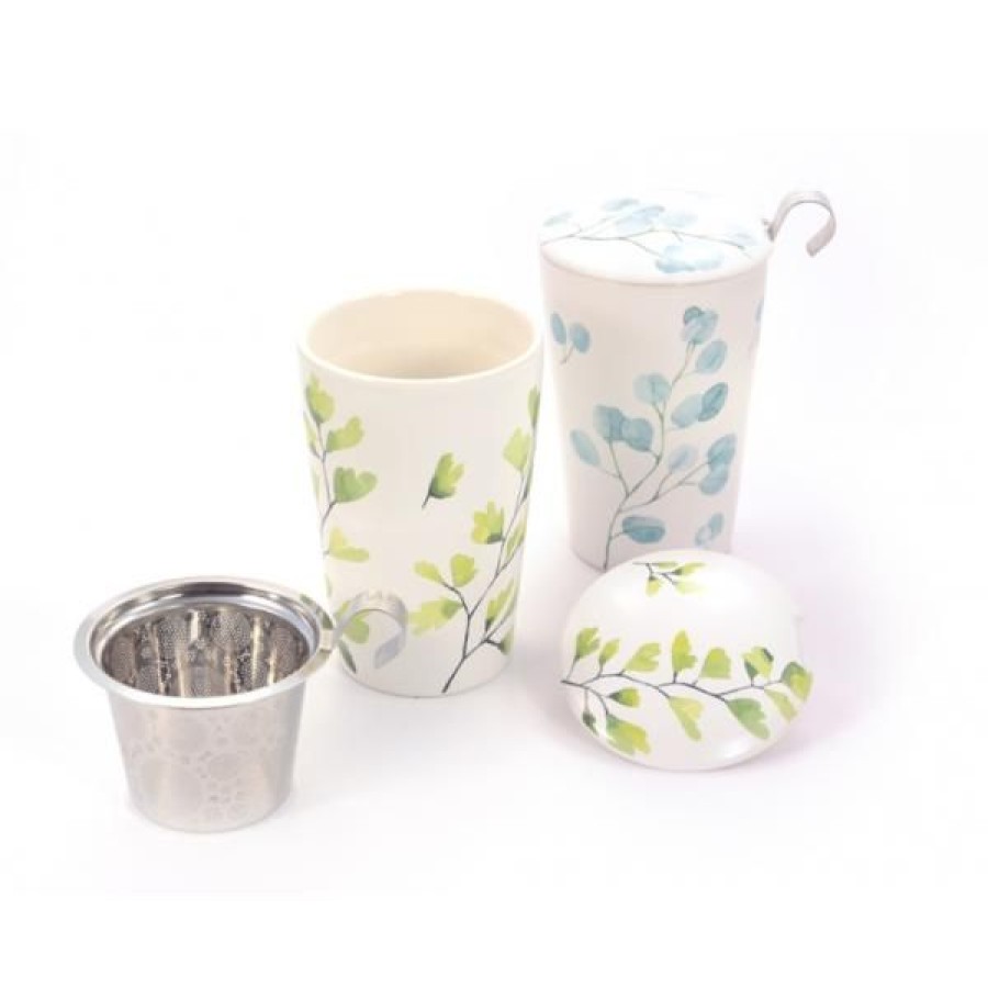 Objets & Cadeaux Compagnie Anglaise des Th茅s | Tisani Re Feuilles Bleues - Tasse, Filtre Et Couvercle - 35 Cl