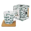 Objets & Cadeaux Compagnie Anglaise des Th茅s | Mug Feuilles Vertes Support Bois - Contenance : 35 Cl