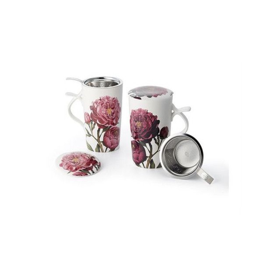 Objets & Cadeaux Compagnie Anglaise des Th茅s | Tisani Re Fleurs Roses Claires - Tasse, Filtre Et Couvercle - 40 Cl