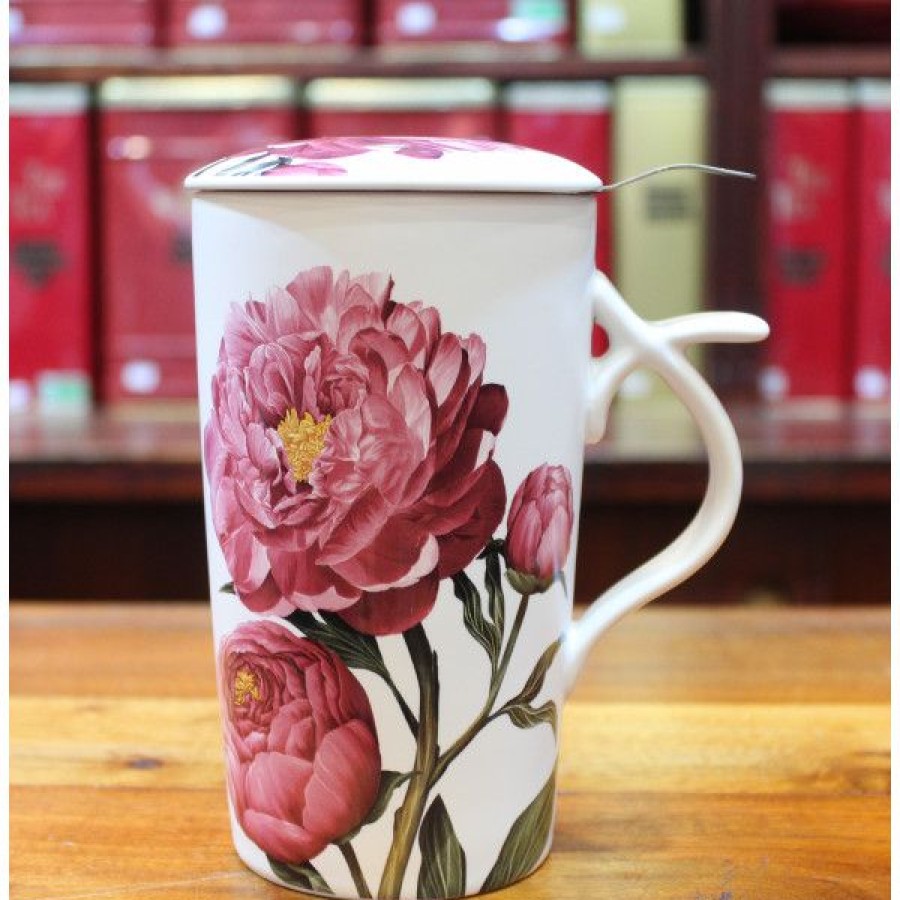 Objets & Cadeaux Compagnie Anglaise des Th茅s | Tisani Re Fleurs Roses Claires - Tasse, Filtre Et Couvercle - 40 Cl