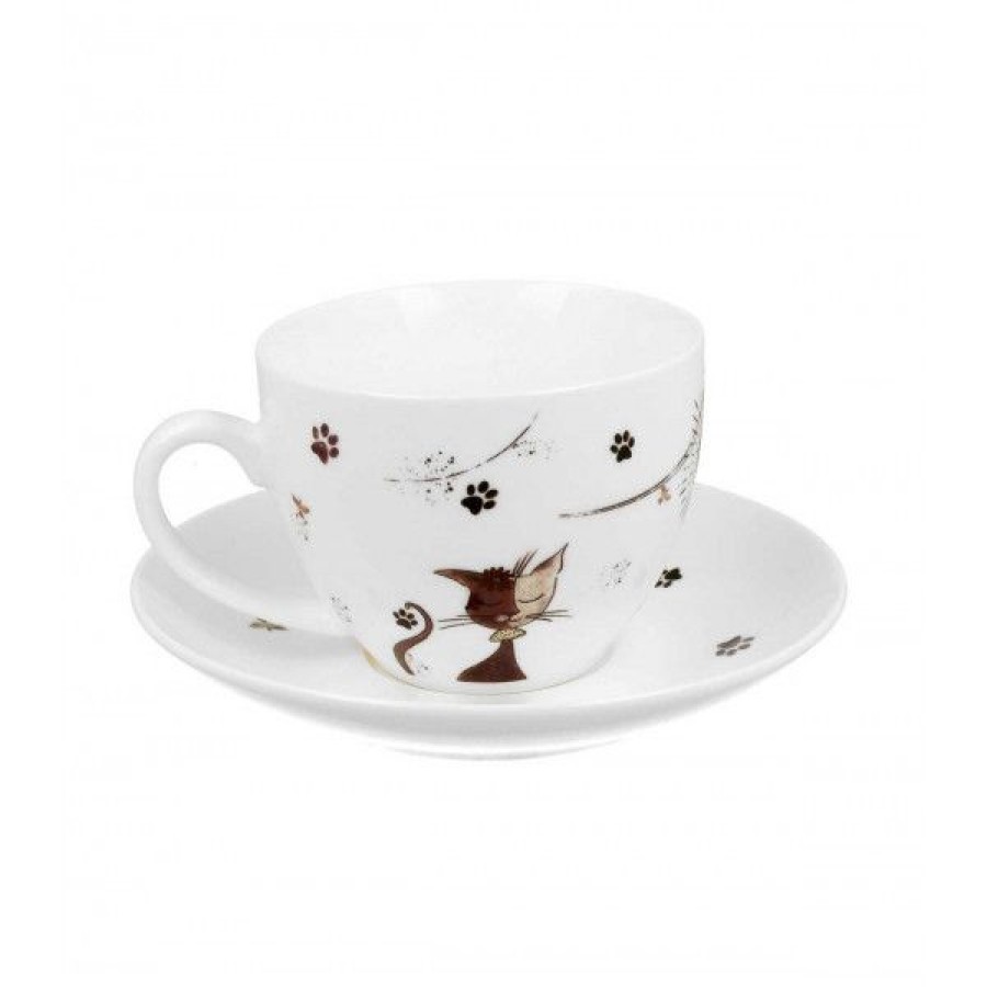 Objets & Cadeaux Compagnie Anglaise des Th茅s | Mug Et Soucoupe Chat - Tasse Th - 28 Cl