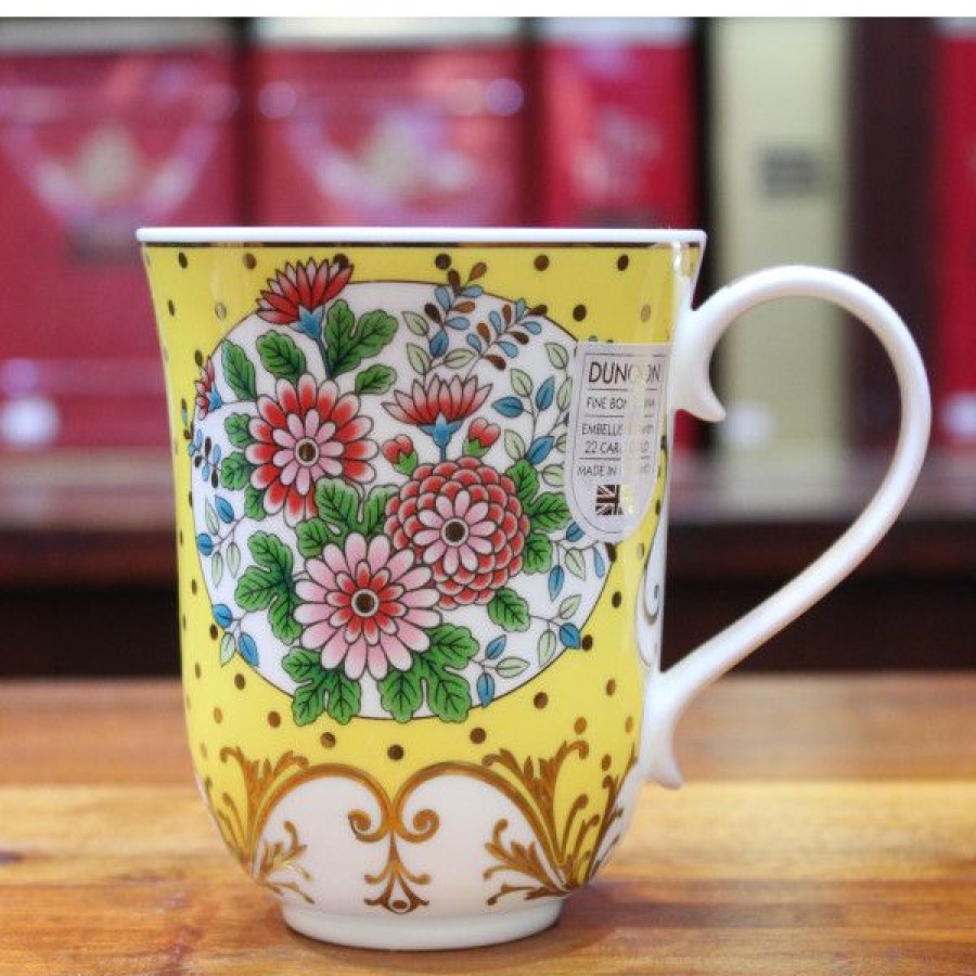 Objets & Cadeaux Compagnie Anglaise des Th茅s | Mug Dunoon Fleurs Jaunes Slaves - Tasse En Porcelaine - 33 Cl