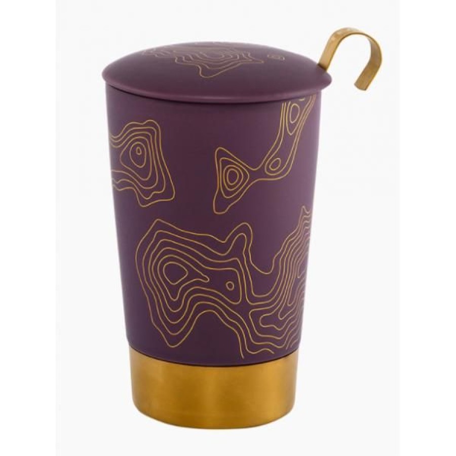 Objets & Cadeaux Compagnie Anglaise des Th茅s | Tisani Re Violette Et Dor - Tasse, Filtre Et Couvercle - 35 Cl