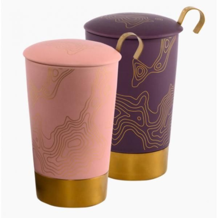 Objets & Cadeaux Compagnie Anglaise des Th茅s | Tisani Re Violette Et Dor - Tasse, Filtre Et Couvercle - 35 Cl