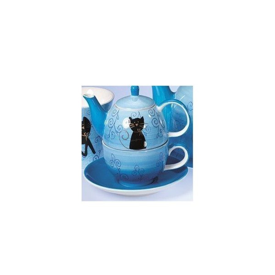 Objets & Cadeaux Compagnie Anglaise des Th茅s | Th I Re Solitaire Chat Noir - Solitaire Fa Ence - Contenance : 0,4L