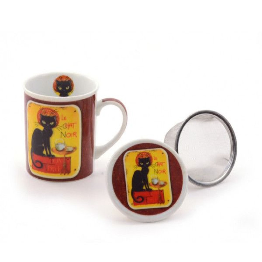 Objets & Cadeaux Compagnie Anglaise des Th茅s | Tisani Re Le Chat Noir - Tasse, Filtre Et Couvercle - 25 Cl