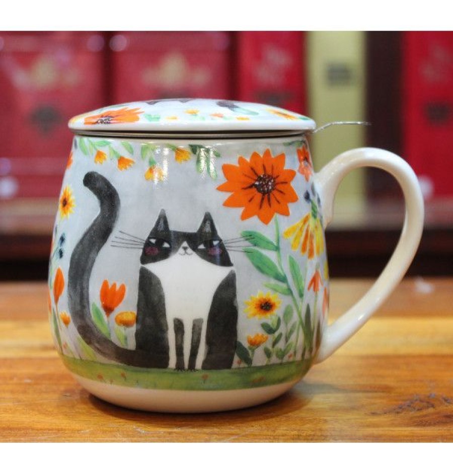 Objets & Cadeaux Compagnie Anglaise des Th茅s | Tisani Re Chat Noir - Tasse, Filtre Et Couvercle - 43Cl