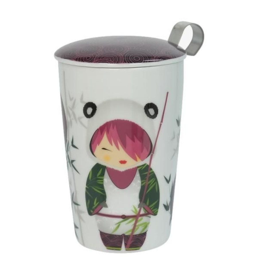 Objets & Cadeaux Compagnie Anglaise des Th茅s | Tisani Re Panda Rose - Tasse, Filtre Et Couvercle - 35 Cl