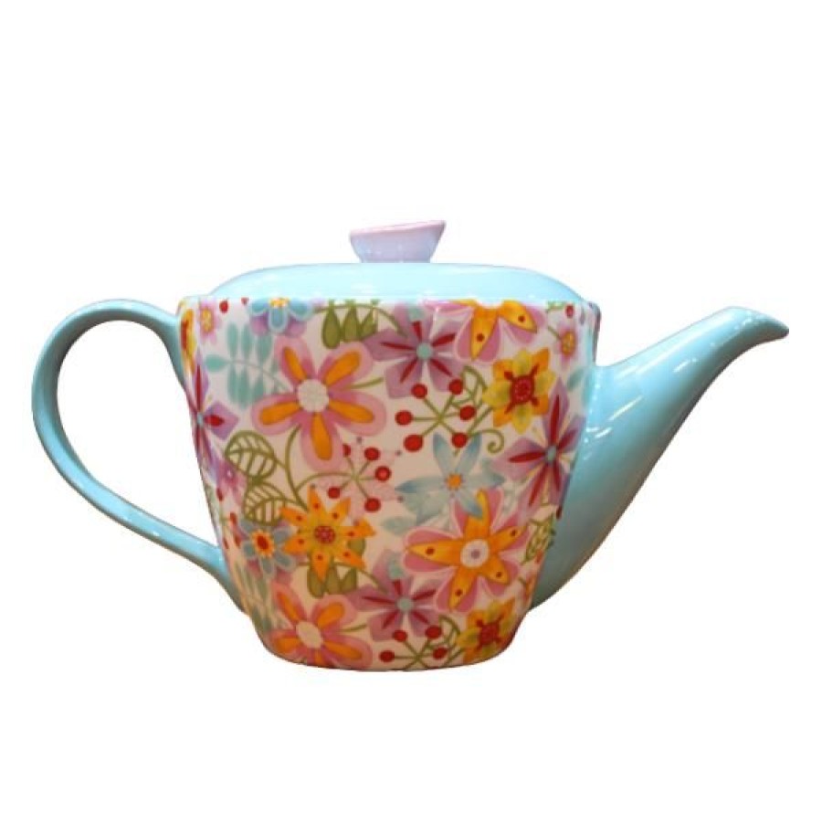 Objets & Cadeaux Compagnie Anglaise des Th茅s | Th I Re Fleurs Turquoises - Contenance : 1,4L