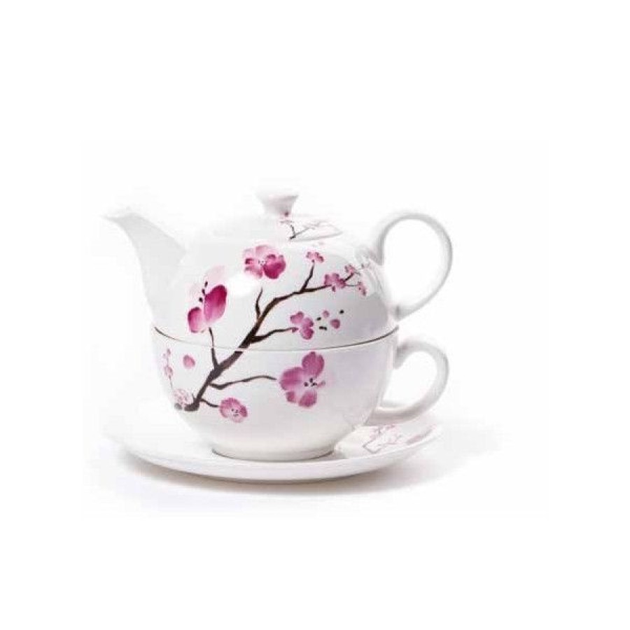 Objets & Cadeaux Compagnie Anglaise des Th茅s | Th I Re Solitaire Fleurs De Cerisier - Solitaire Porcelaine - Contenance : 0,5L