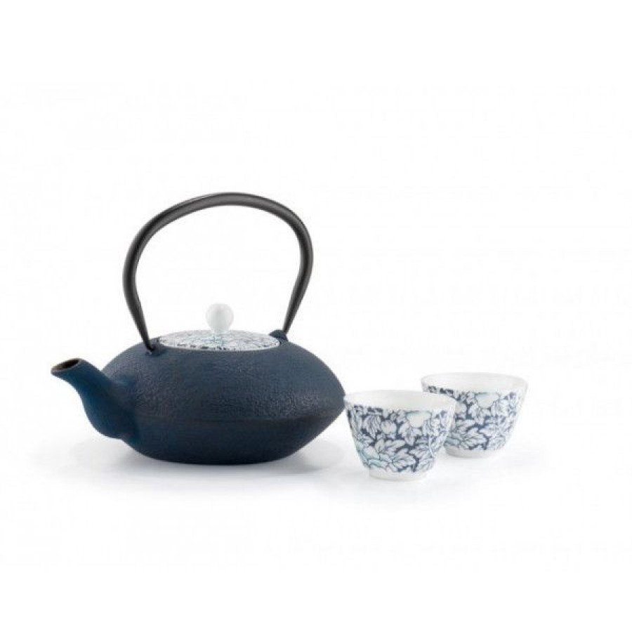 Objets & Cadeaux Compagnie Anglaise des Th茅s | Fonte Idylle Bleue 1,2L - En Fonte Et Porcelaine - Contenance: 1,2L