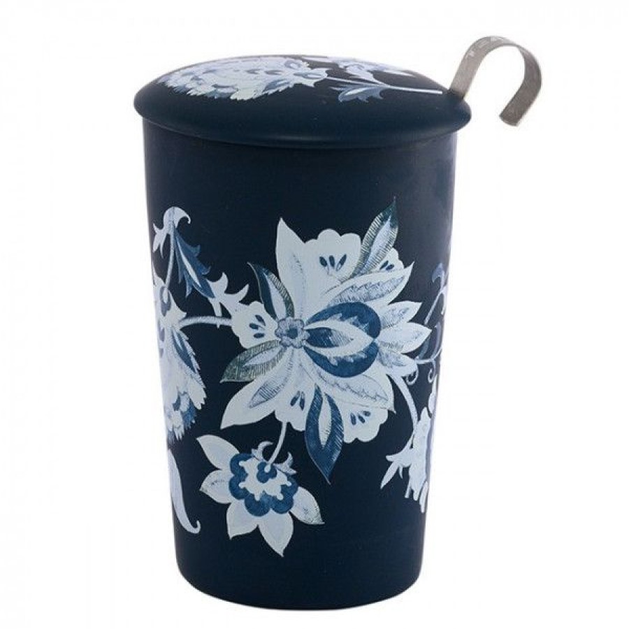 Objets & Cadeaux Compagnie Anglaise des Th茅s | Tisani Re Fleurs Bleues - Tasse, Filtre Et Couvercle - 35 Cl