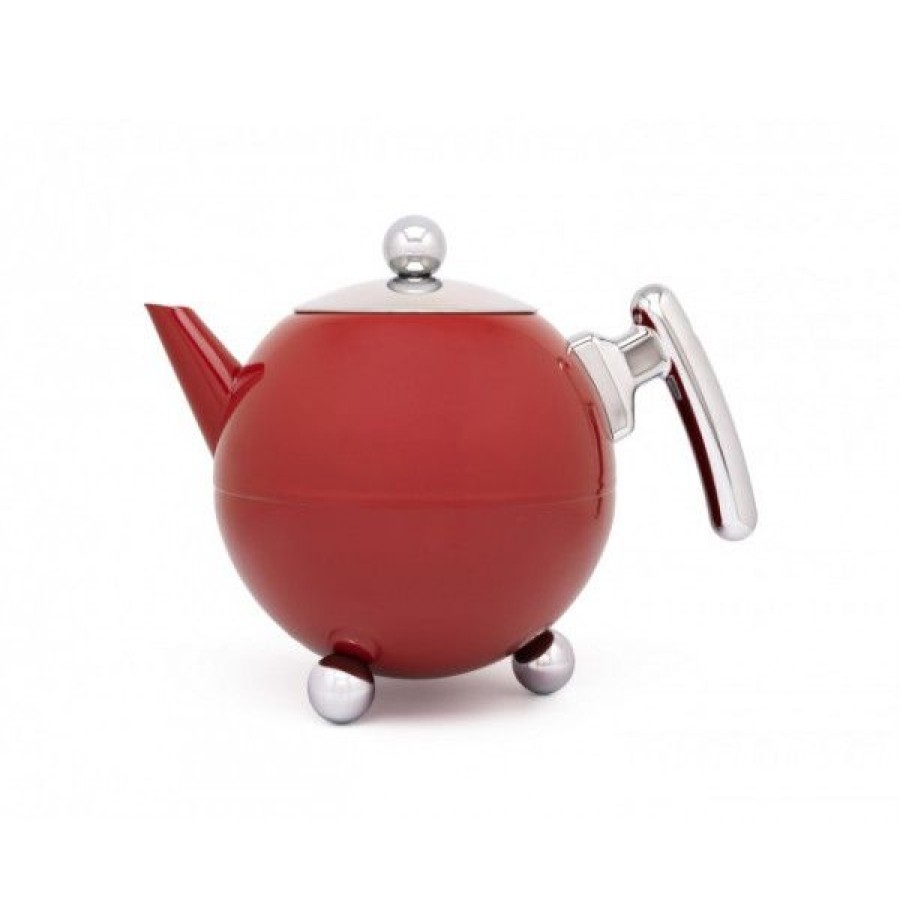 Objets & Cadeaux Compagnie Anglaise des Th茅s | Th I Re Ronde Rouge 1,2L - En Inox, Double Paroi - Contenance : 1,2L