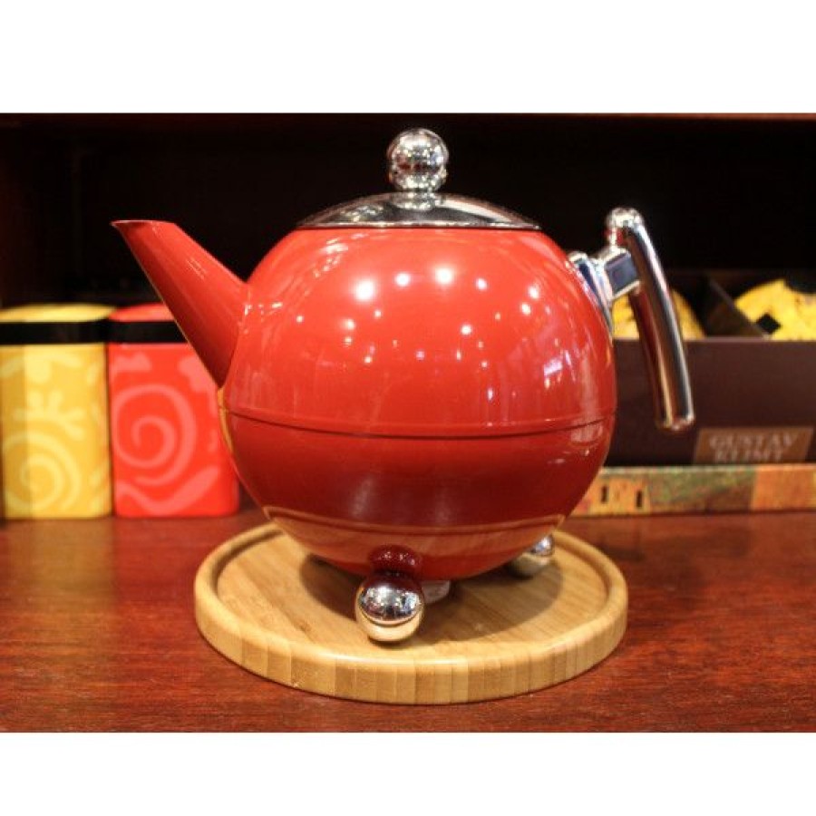 Objets & Cadeaux Compagnie Anglaise des Th茅s | Th I Re Ronde Rouge 1,2L - En Inox, Double Paroi - Contenance : 1,2L